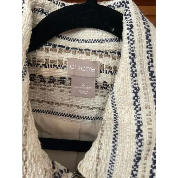 Chicos tweed zip up jacket size L - Picture 2 of 5